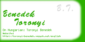 benedek toronyi business card